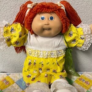 Vintage Cabbage Patch Kid Girl Red Hair Blue Eyes HM#5 OK Factory 1985